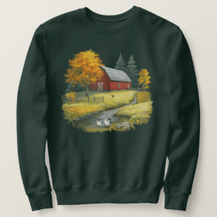 Retro Chickens & Red Barn Farm 90's Vintage Fall Sweatshirt