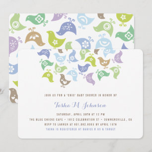 Retro Chicks Boy Baby Shower Party Invitation