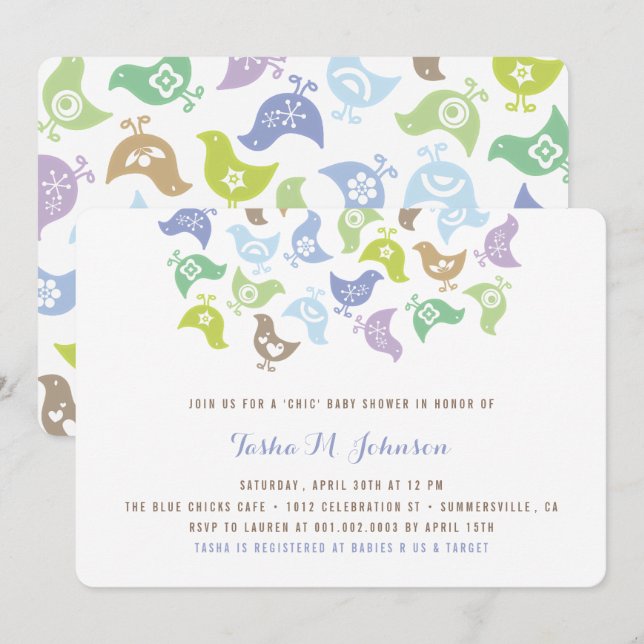 Retro Chicks Boy Baby Shower Party Invitation (Front/Back)