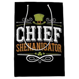 Retro Chief Shenanigator Lucky Leprechaun Hat  Medium Gift Bag