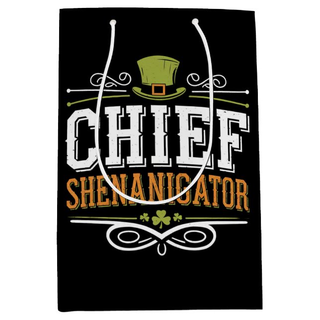 Retro Chief Shenanigator Lucky Leprechaun Hat  Medium Gift Bag (Front)