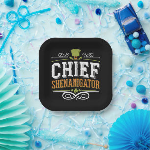 Retro Chief Shenanigator Lucky Leprechaun Hat  Paper Plate