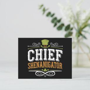 Retro Chief Shenanigator Lucky Leprechaun Hat  Postcard