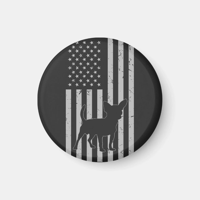 Retro Chihuahua American Flag Dog Dad Dog Mum      Magnet (Front)