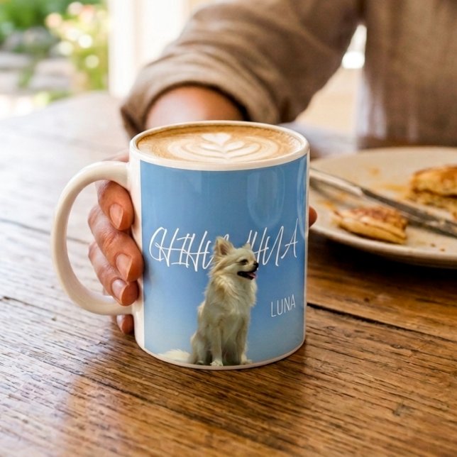 Retro Chihuahua Blue Sky Custom Dog Mum Mug (Creator Uploaded)