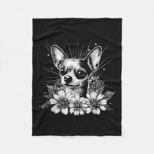 Retro Chihuahua Dog Lover Tattoo Style  Fleece Blanket