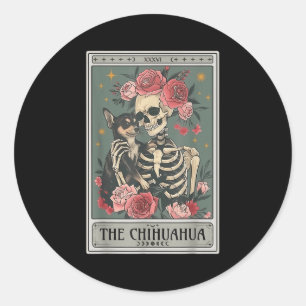 Retro Chihuahua Dog Lover The Moon Halloween , Wom Classic Round Sticker