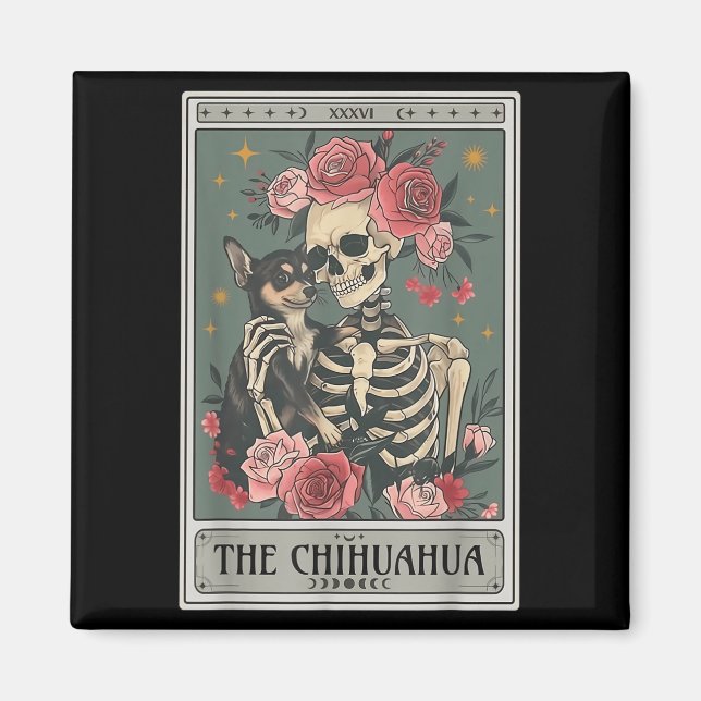 Retro Chihuahua Dog Lover The Moon Halloween , Wom Magnet (Front)