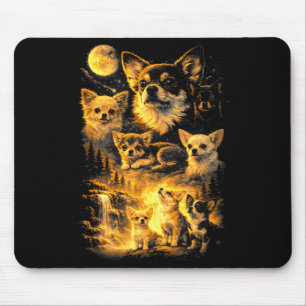 Retro chihuahua howling to the moon meme 90s anima mouse mat