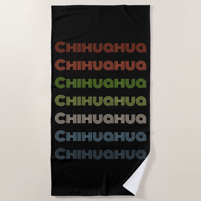 Retro Chihuahua Pattern Beach Towel (Front)
