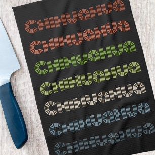 Retro Chihuahua Pattern Tea Towel