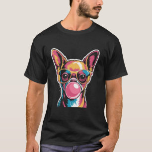 Retro Chihuahua Sunglasses Bubblegum Funny Dog Des T-Shirt