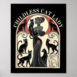 Retro Childless Cat Ladies Cat Karma  Poster