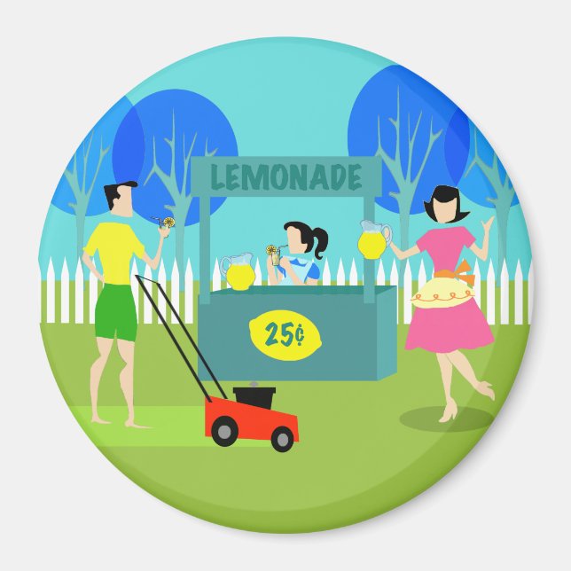 Retro Children's Lemonade Stand Magnet (Front)
