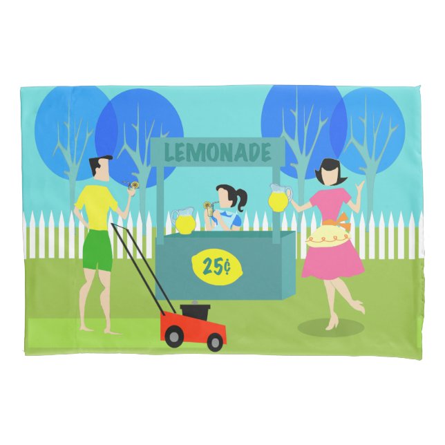 Retro Children's Lemonade Stand Pillowcase (Front)