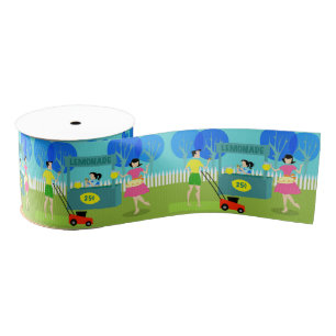 Retro Children's Lemonade Stand Ribbon Grosgrain Ribbon