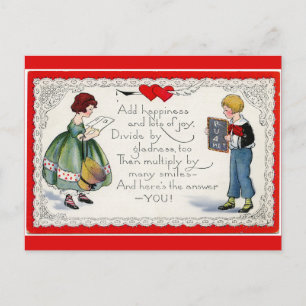 Retro Children's Valentine Red Holiday Postcard