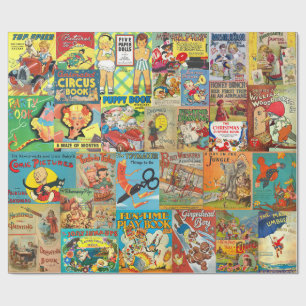 RETRO CHILD'S BOOKS WRAPPING PAPER