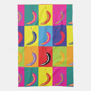 Retro Chilli Pepper Pop Art Bright Mexican Kitchen Tea Towel