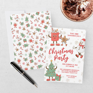 Retro Chillin With My Snowmies Christmas Invitation