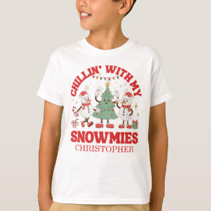 Retro Chillin' With My Snowmies Christmas T-Shirt