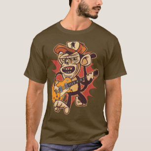 Retro Chimpanzee Guitar Player Graphic Premium T-Shirt