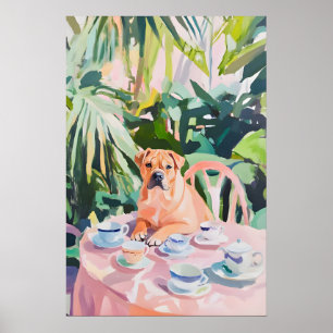 Retro Chinese Shar Pei Poster, Shar Pei Oil Poster