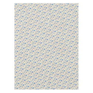 Retro Chinoiserie Blue Butterflies Blush Ivory Tablecloth