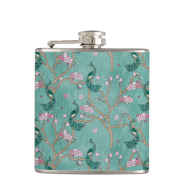 Retro Chinoiserie Hip Flask (Front)
