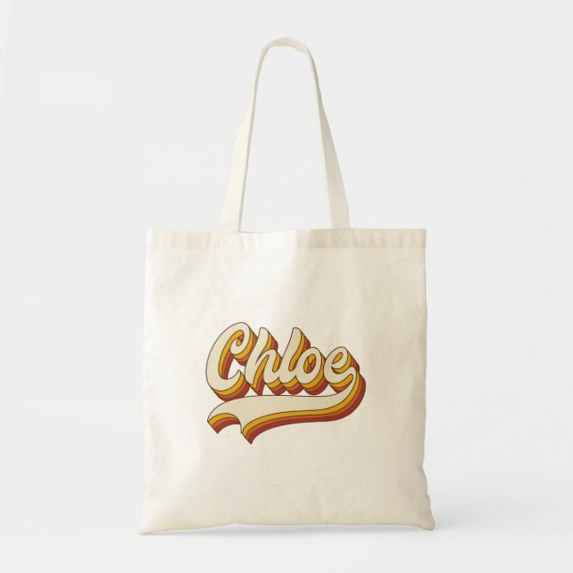 Retro Chloe Name 70s Vintage Design Tote Bag (Front)