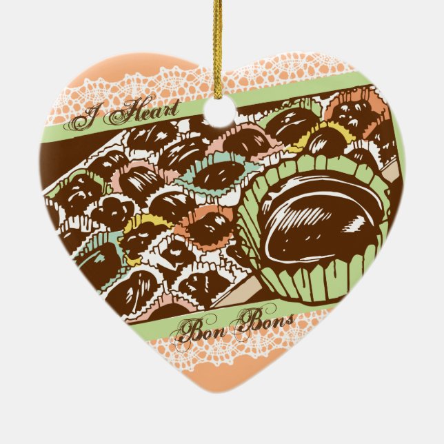 Retro chocolate bon bons candy Christmas ornament (Back)
