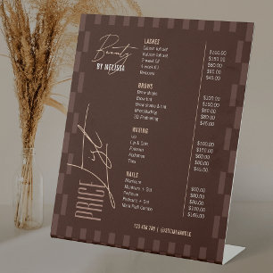 Retro Chocolate Brown Hair Salon Spa Price List Pe Pedestal Sign