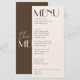 Retro Chocolate Brown Old Money Fancy Wedding Menu