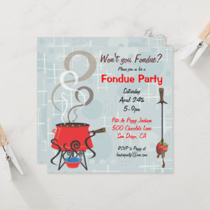 Retro Chocolate Fondue Party Invitation