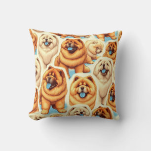 Retro Chow-Chow Seamless Pattern Cushion