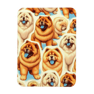 Retro Chow-Chow Seamless Pattern Magnet