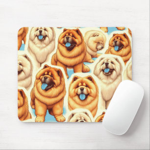 Retro Chow-Chow Seamless Pattern Mouse Mat
