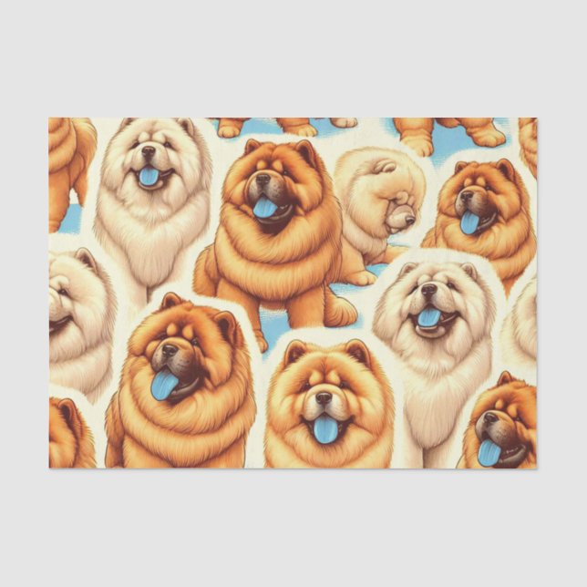 Retro Chow-Chow Seamless Pattern Tissue Paper (Front)