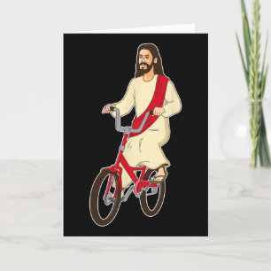 Retro Christ On A Bike Funny Lord Jesus Religious Card