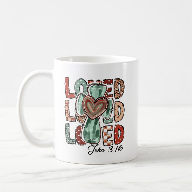 Retro Christian Cross Loved John 3:16 Coffee Mug (Left)
