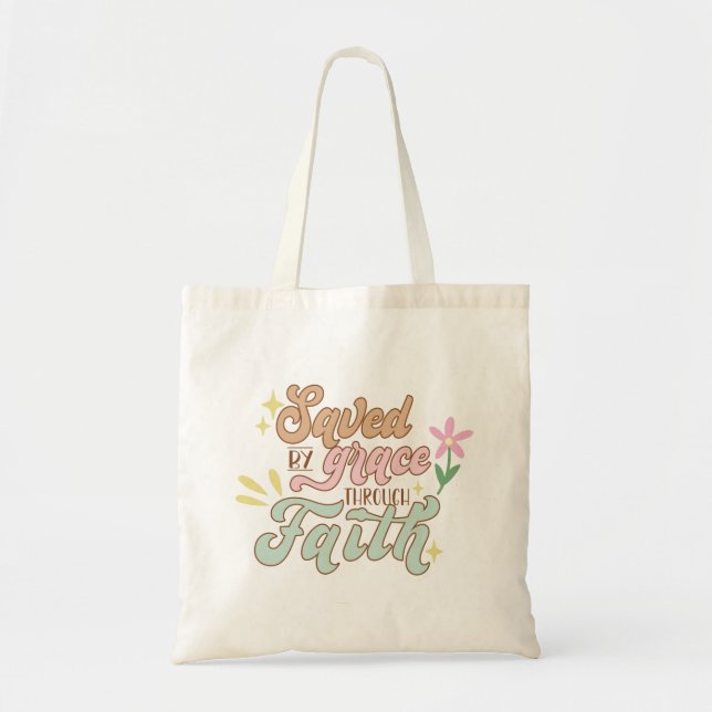 Retro Christian Saved by Grace  Tote Bag (Front)