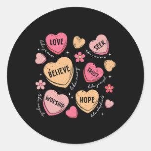 Retro Christian Valentine Candy Heart Jesus Valent Classic Round Sticker