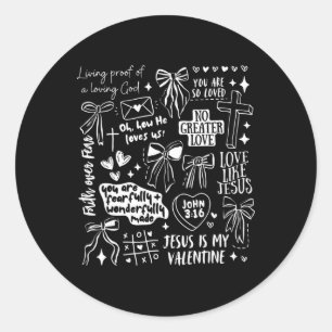 Retro Christian Valentines Day Coquette Faith Bibl Classic Round Sticker