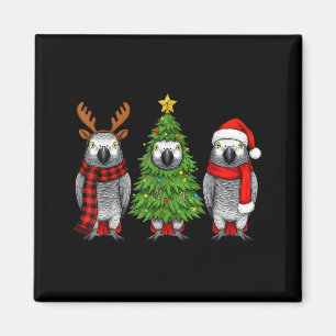 Retro Christmas African G Parrot Bird Santa Reinde Magnet