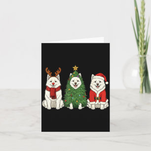 Retro Christmas American Eskimo Dog Santa Reindeer Card