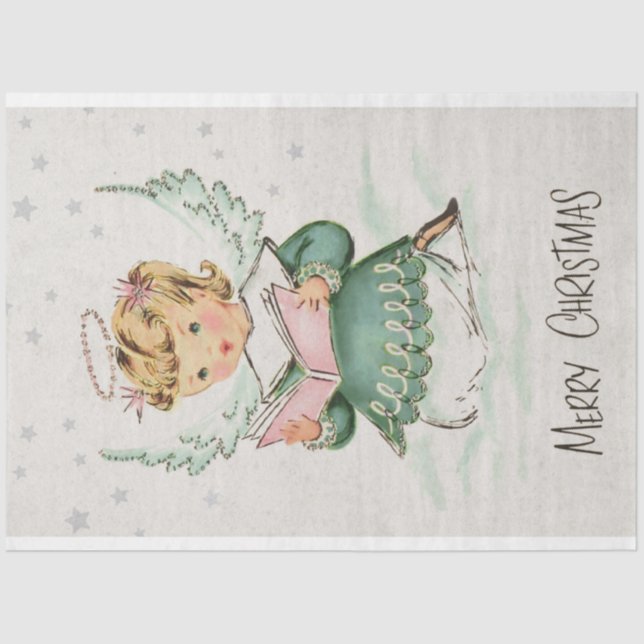 Retro Christmas Angel Decoupage Tissue Paper (Front)
