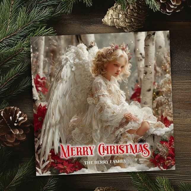 Retro Christmas angel digital winter greeting card (Retro Christmas angel digital winter greeting card)
