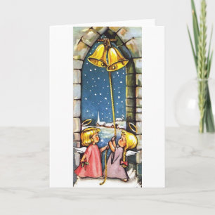 Retro Christmas Angels Christmas Card