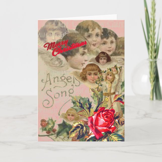 RETRO CHRISTMAS ANGELS Greeting Card (Front)