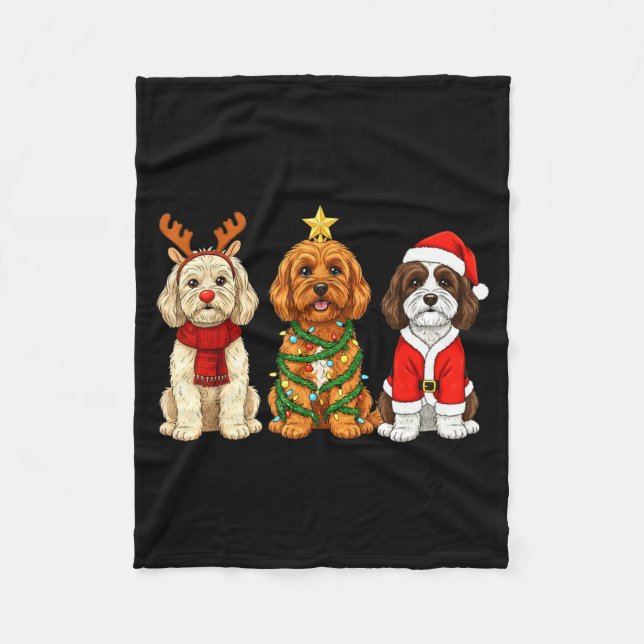 Retro Christmas Ao Santa Reindeer Dog Lover  Fleece Blanket (Front)